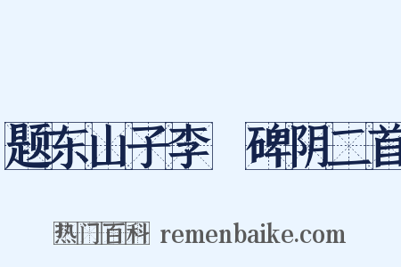 题东山子李適碑阴二首是什么意思的图片